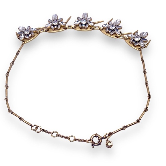 Vintage y2k J.Crew Gold Tone Brass and Rhinestones Statement Necklace - Picture 5 of 6